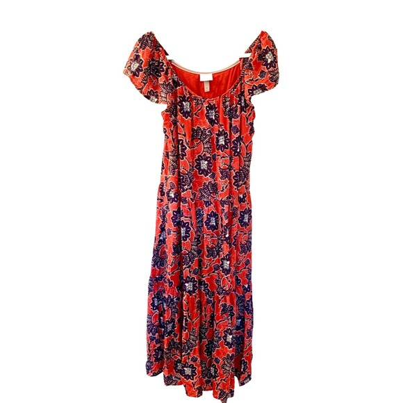NWOT Women's XS Knox Rose Floral Dress Red & Blue Flutter Sleeve Boho - Picture 4 of 7